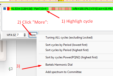 The image displays a software interface with options to highlight, sort, and display various cycles and harmonic data for a specific frequency.

AI-generated content may be incorrect.